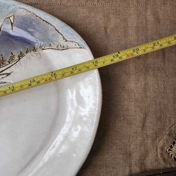 Abound Tuit Pottery Platter and Vase-Mountain Scene Hawk Signed Vintage Decor - Picture 10 of 10